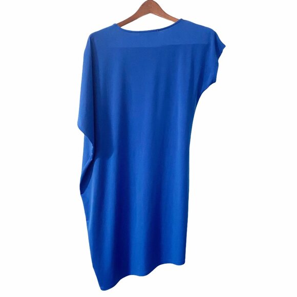 MICHAEL Michael Kors Blue Asymmetrical Dress Womens XS Grecian Flattering Slinky - Picture 2 of 9